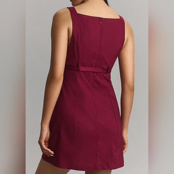Maeve Anthropologie Sleeveless Boat-Neck Mini Dress, Purple Red Wine, Size 6 - Picture 3 of 10